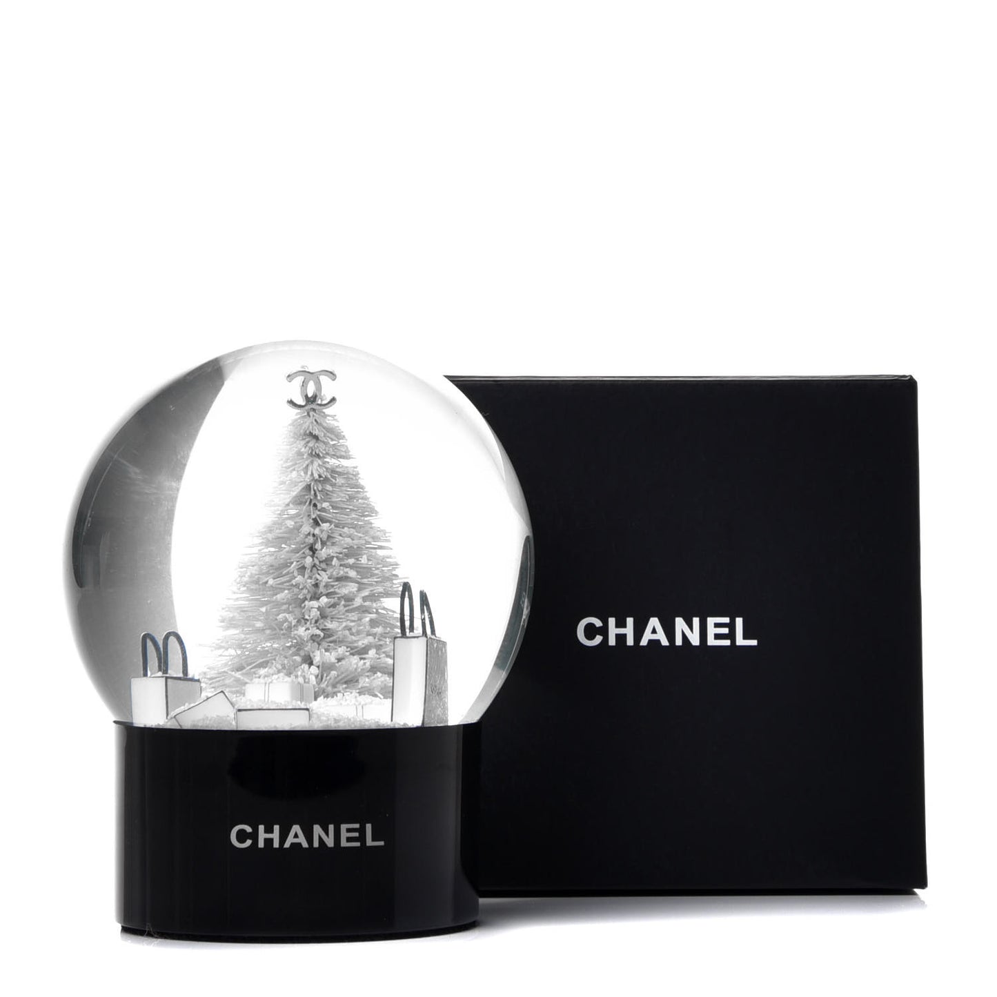 Glass Christmas Tree Shopping Bag Snow Globe