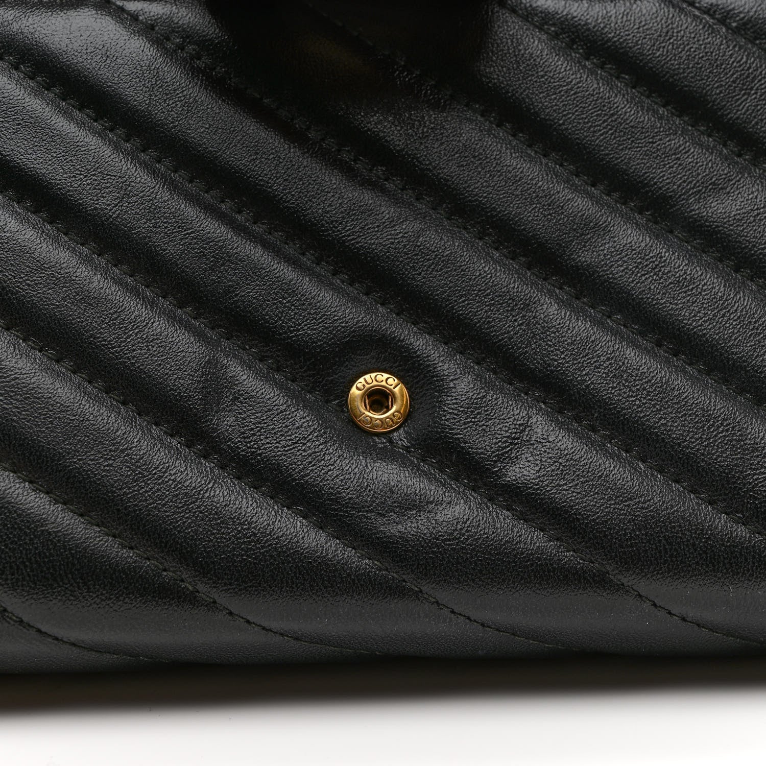 Gucci Vintage Effect Calfskin Matelasse Diagonal Torchon GG Marmont Chain Wallet Black Romantic Cherry 11 of 11