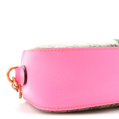 Gucci GG Supreme Monogram Textured Dollar Calfskin Web Ophidia Small Crossbody Bag Beige Ebony Fuchsia 8 of 9