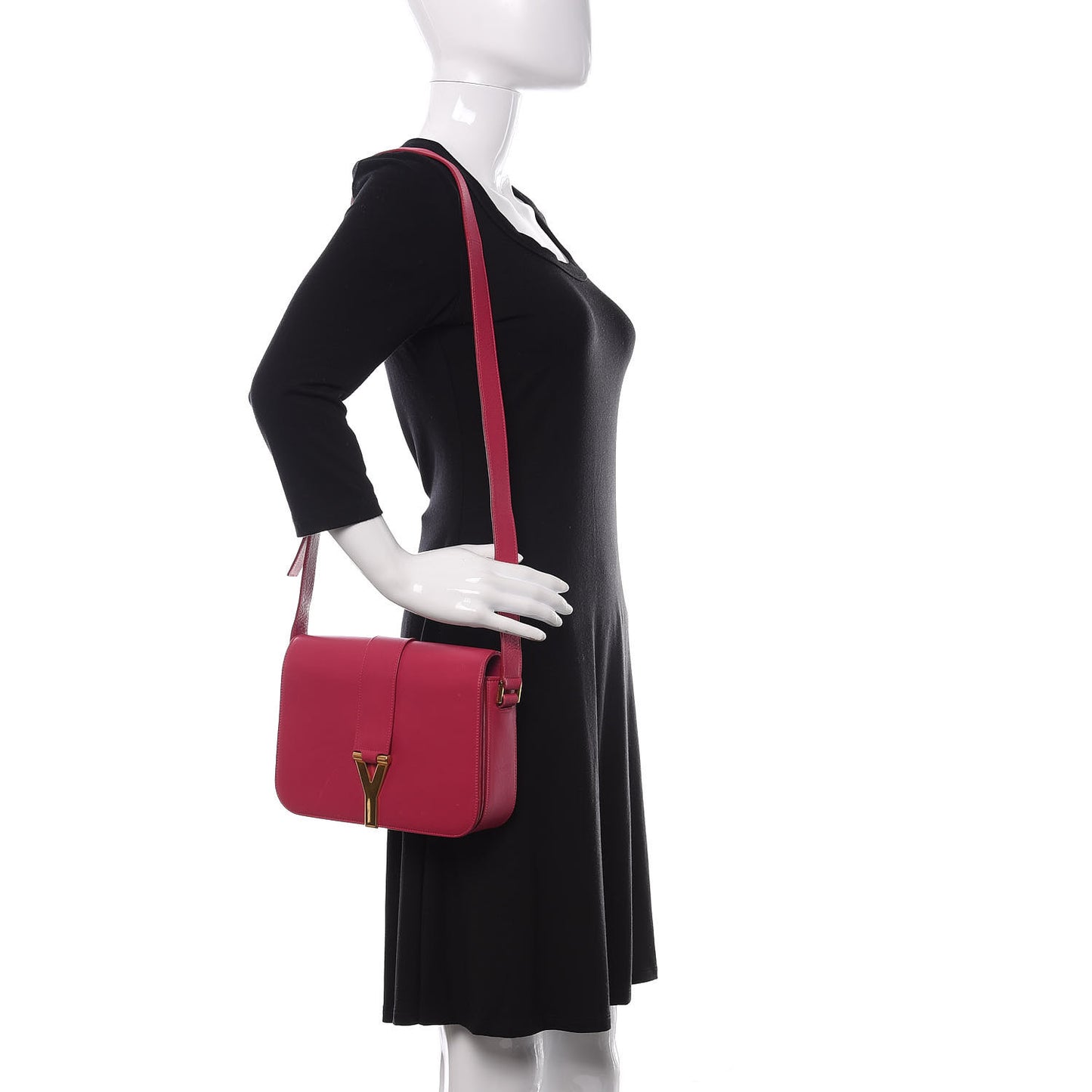 Calfskin Classic Y Satchel Fuchsia