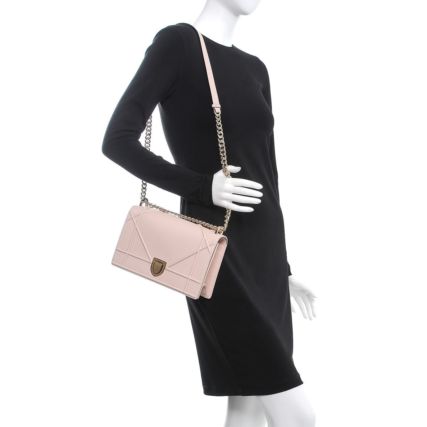 Christian Dior Grained Calfskin Medium Diorama Flap Bag Nude 2 of 8