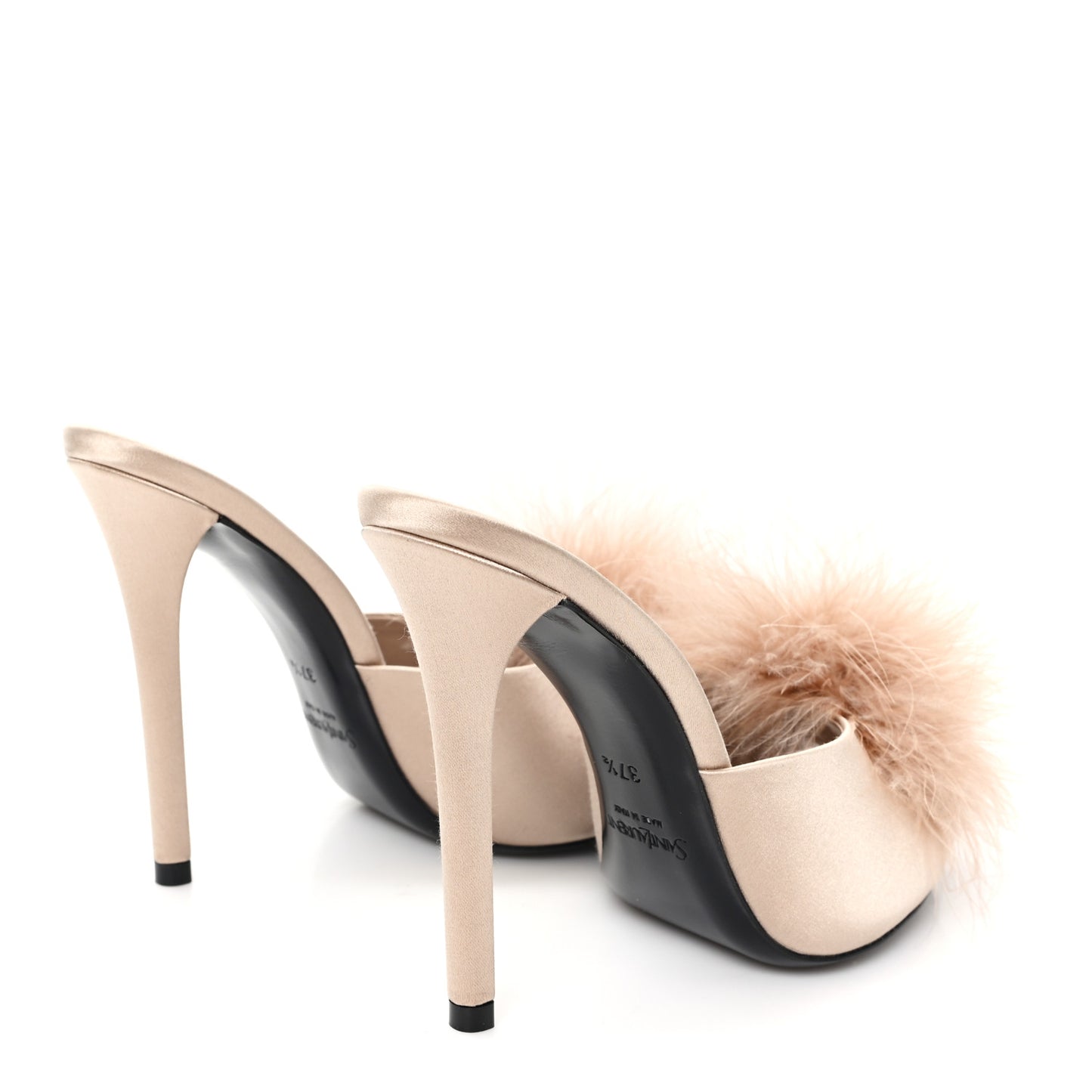 Satin Feather Gippy 110 Mule Sandals 37.5 Partridge Pink