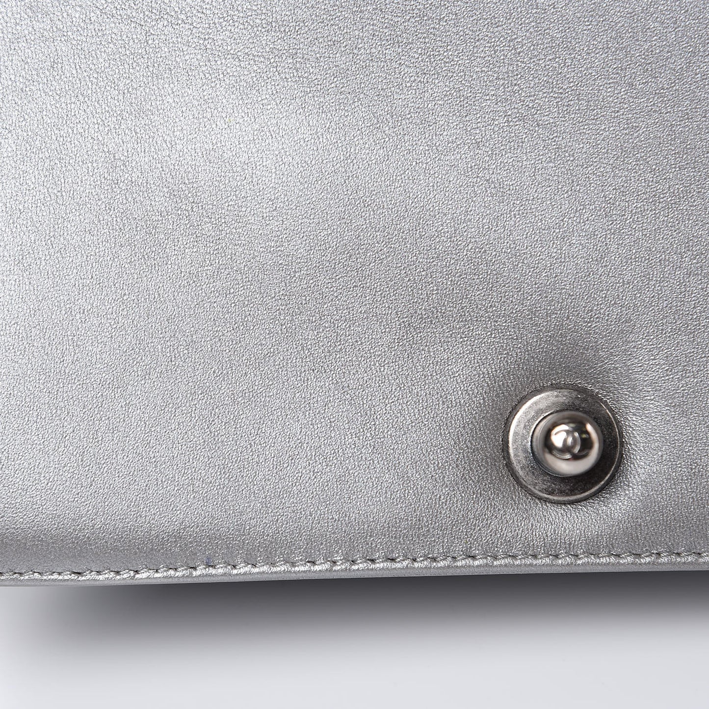 Metallic Lambskin Stingray Quilted Small Boy Flap Silver