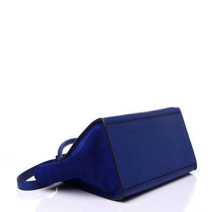Celine Drummed Calfskin Suede Small Trapeze Indigo 5 of 10