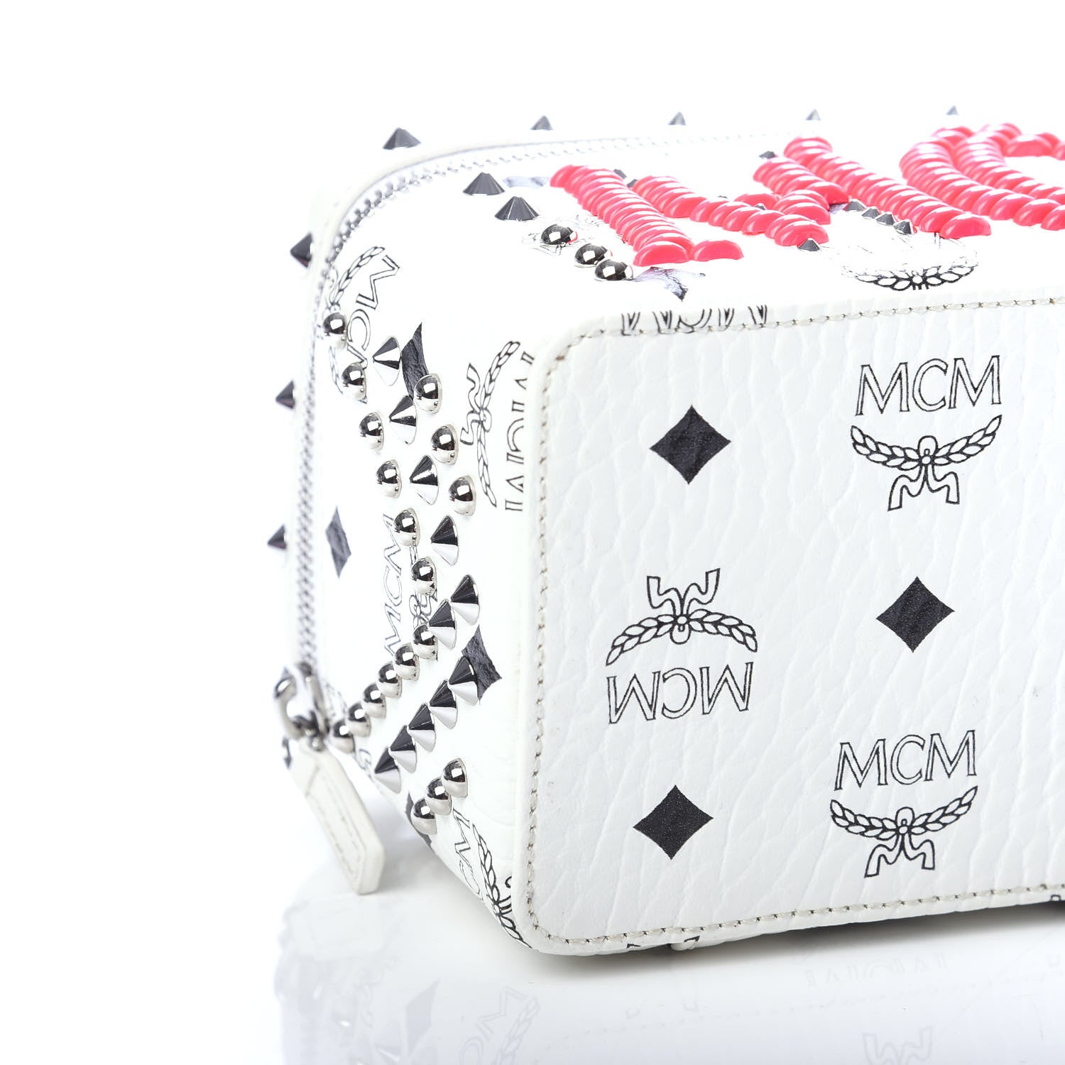 MCM Visetos Rockstar Love Potion Studded Mini Vanity Crossbody Case White 10 of 12