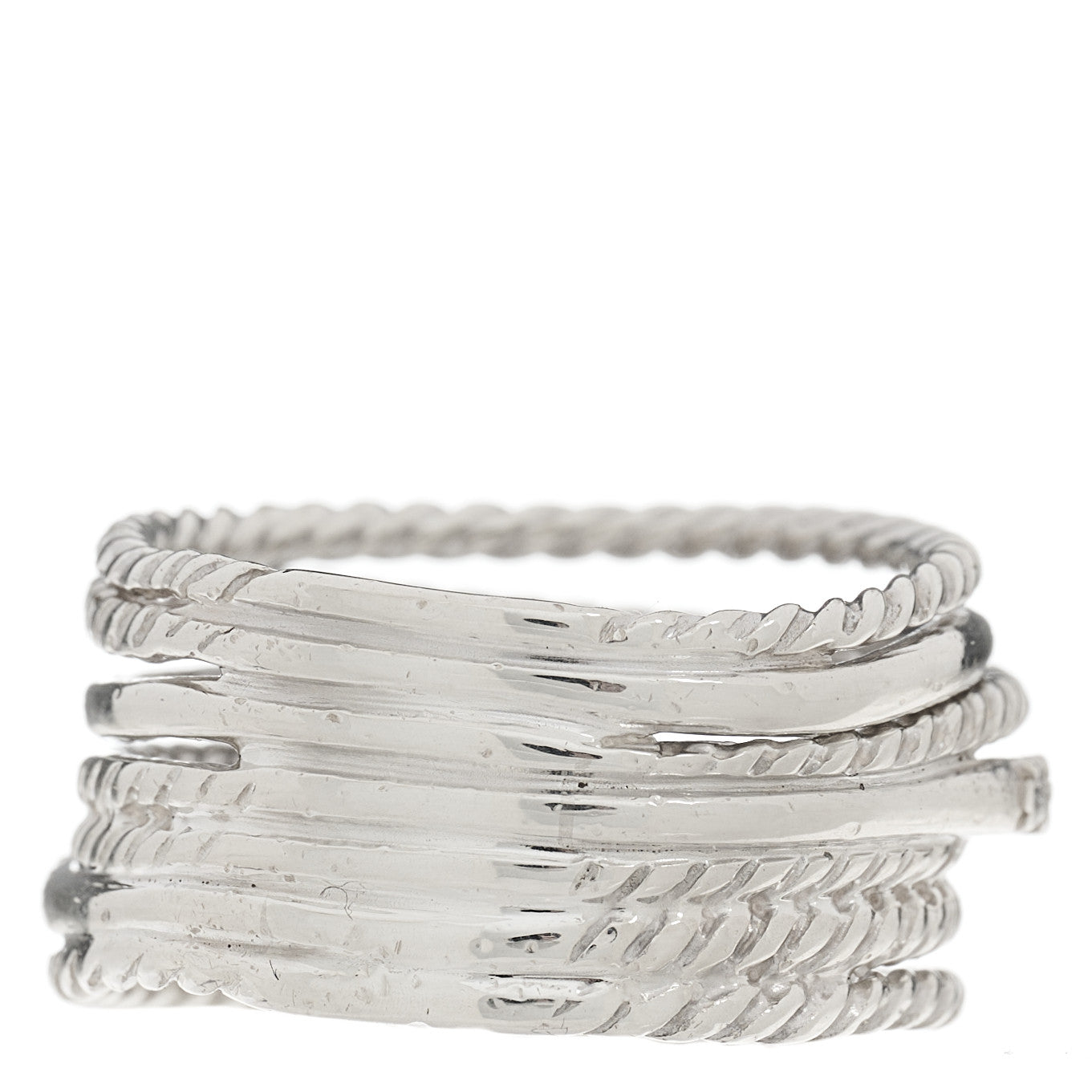 Sterling Silver Diamond 11mm Wide Crossover Cable Ring 52 6