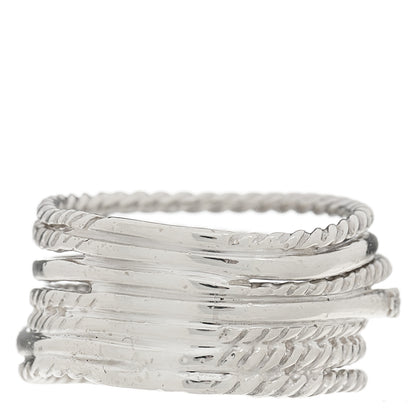 David Yurman Sterling Silver Diamond 11mm Wide Crossover Cable Ring 52 6 3 of 5