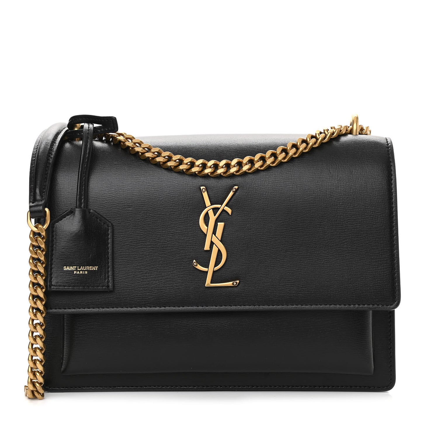 Smooth Calfskin Medium Monogram Sunset Satchel Black
