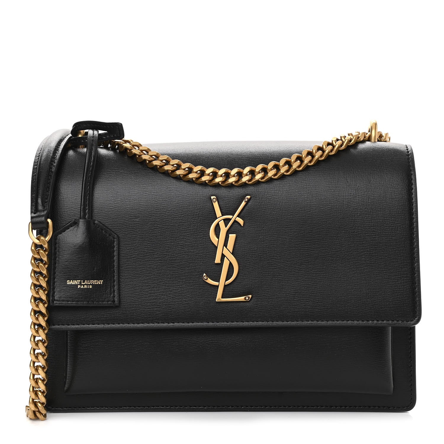 Saint Laurent Smooth Calfskin Medium Monogram Sunset Satchel Black 1 of 10