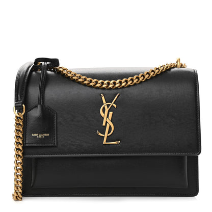 Saint Laurent Smooth Calfskin Medium Monogram Sunset Satchel Black 1 of 10