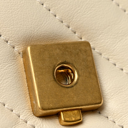 Gucci Vintage Effect Calfskin Matelasse Diagonal Mini Torchon GG Marmont Top Handle Shoulder Bag Mystic White Blue Agata 12 of 13