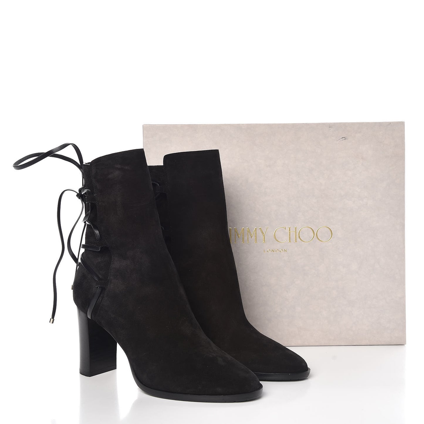 JIMMY CHOO Suede Hampton 80 Boots 40 Black