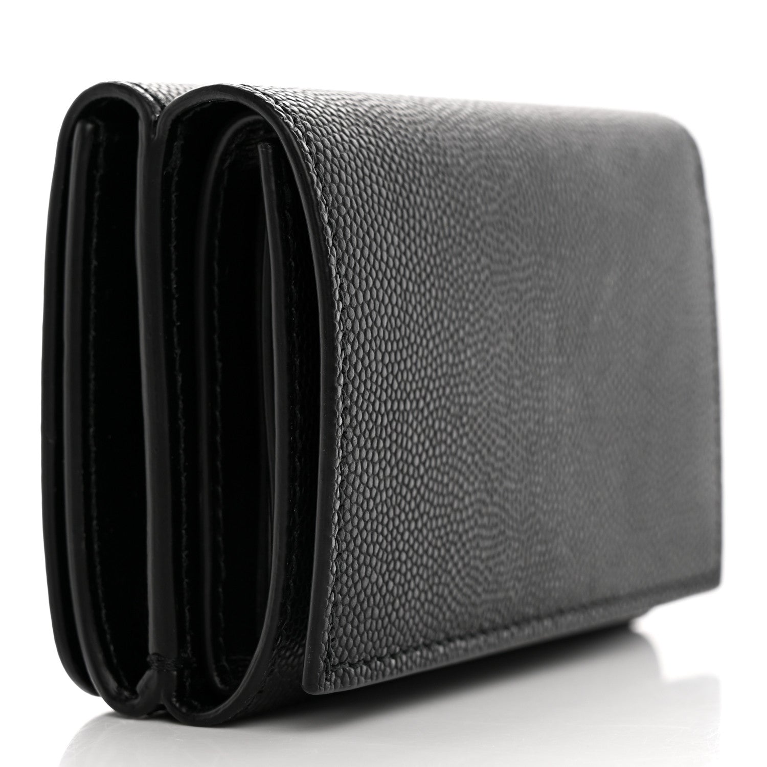 Burberry Grained Calfskin TB Compact Tri-Fold Wallet Black 3 of 8