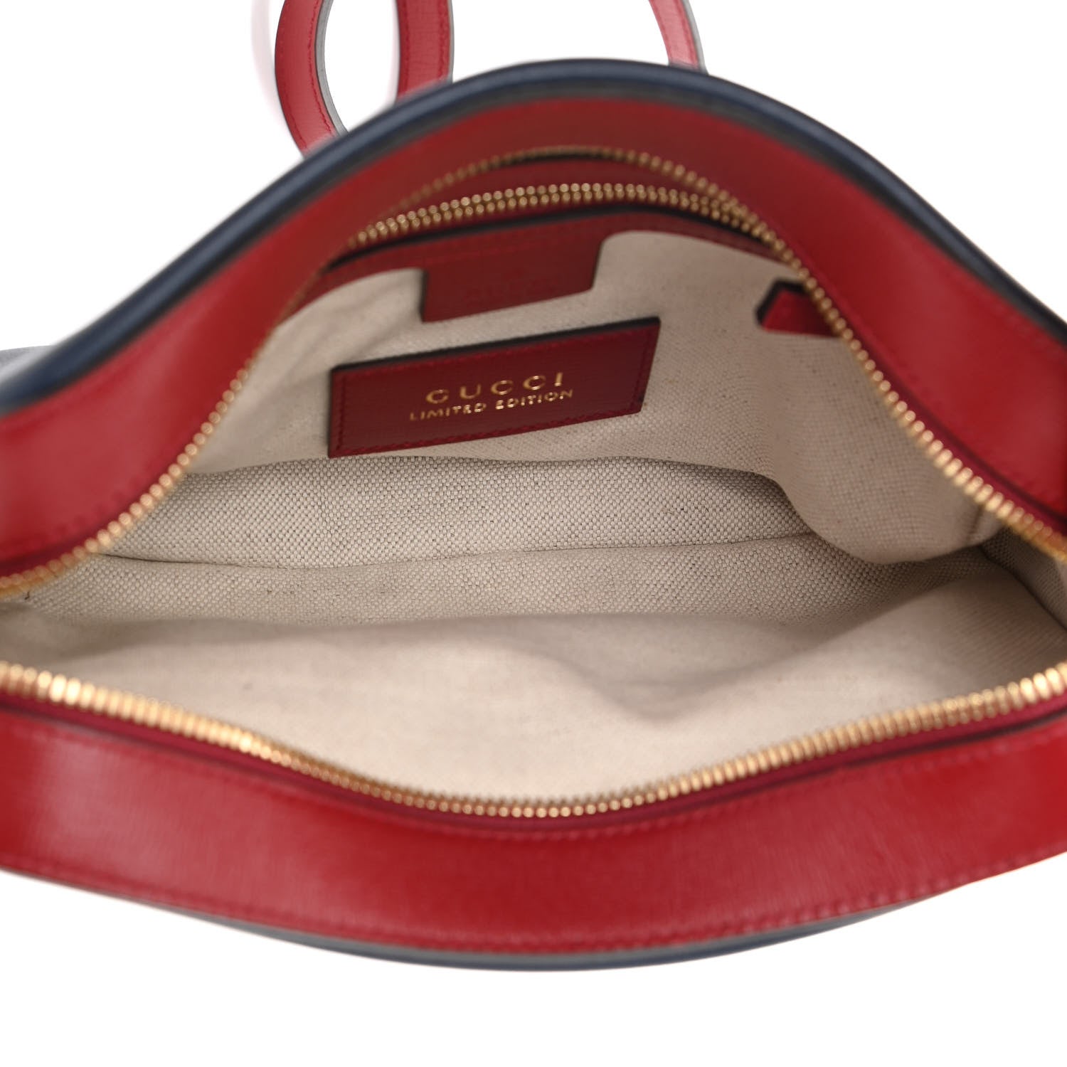 Gucci Textured Calfskin Small Horsebit 1955 Shoulder Bag Blue New Cherry Red 5 of 11