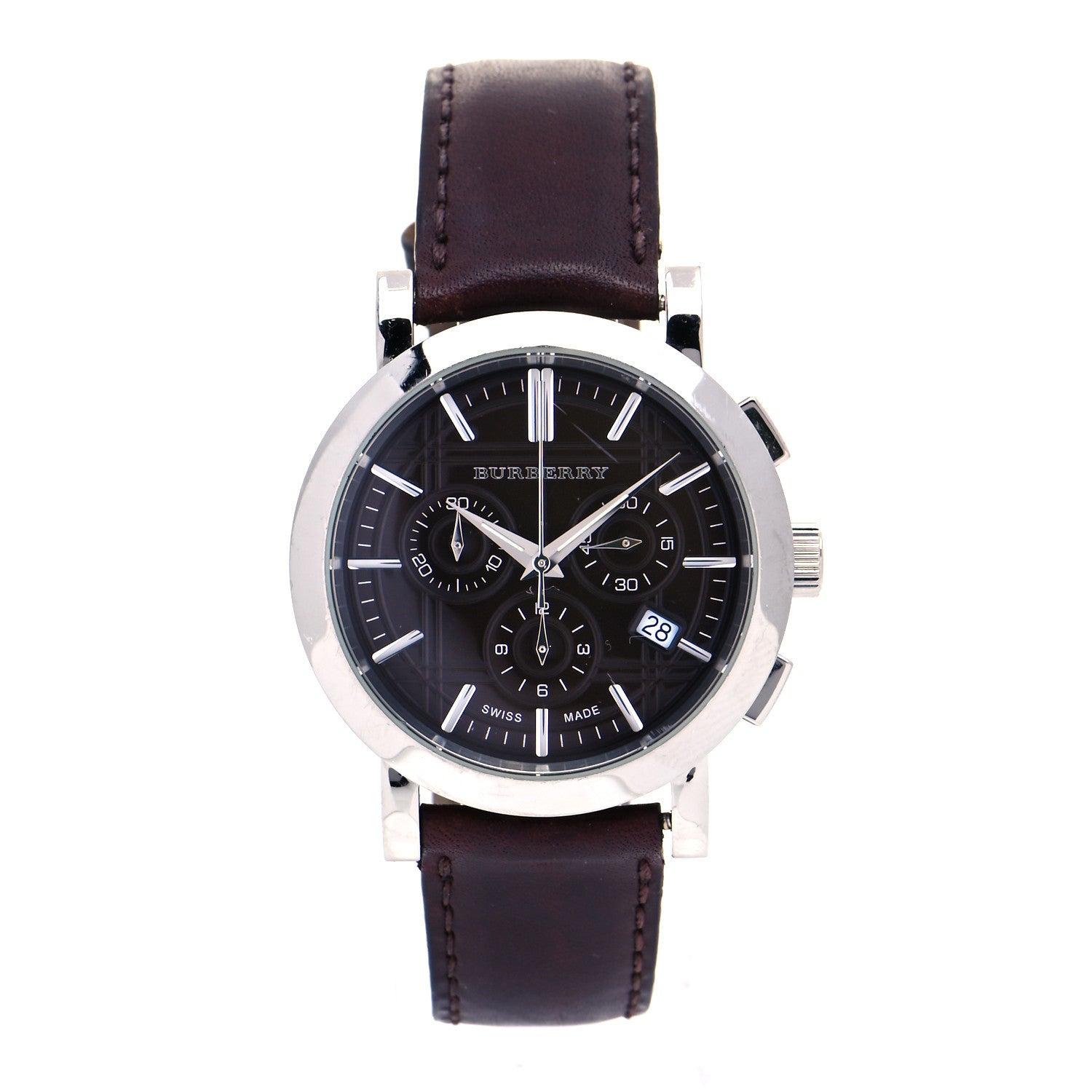 Burberry Stainless Steel Calfskin 40mm Heritage Chronograph Quartz Watch Black BU1383 1 of 8