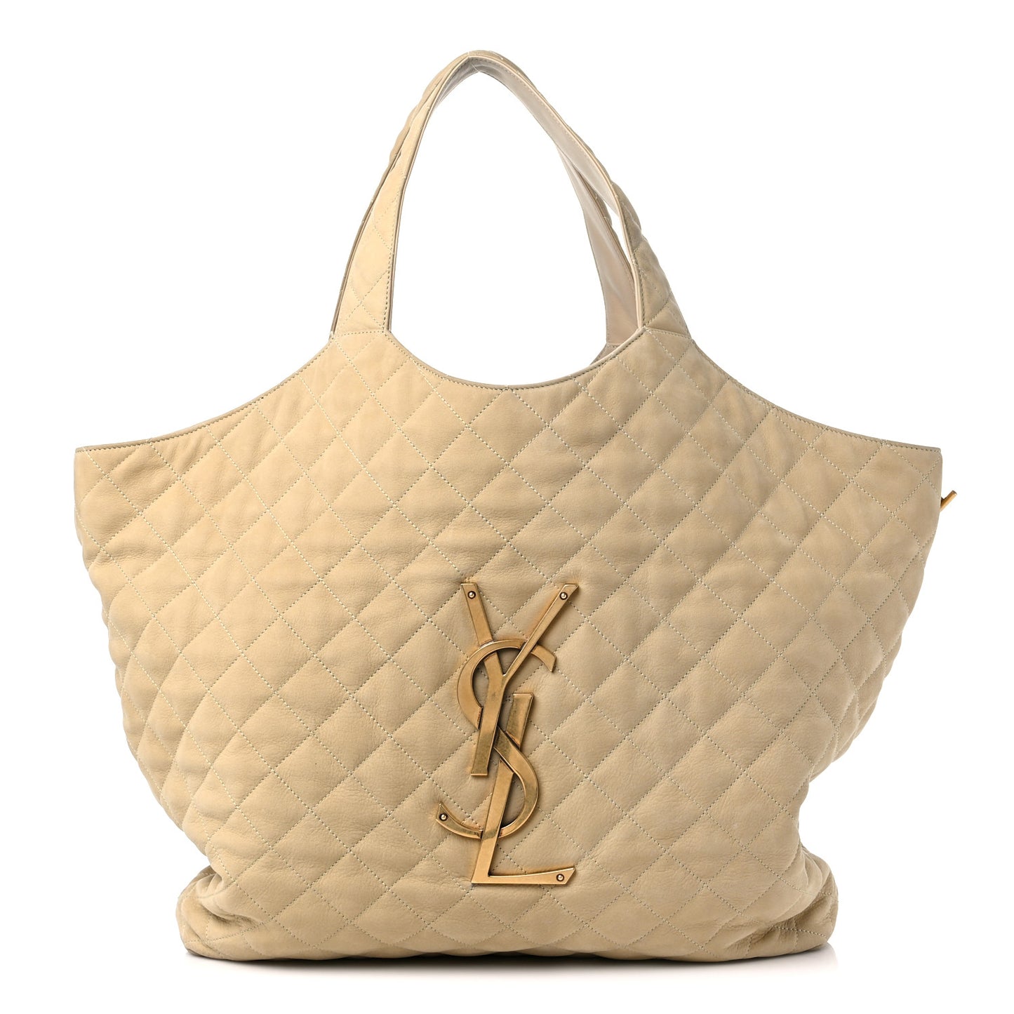 Nubuck Suede Quilted Maxi Icare Shopping Tote Beige