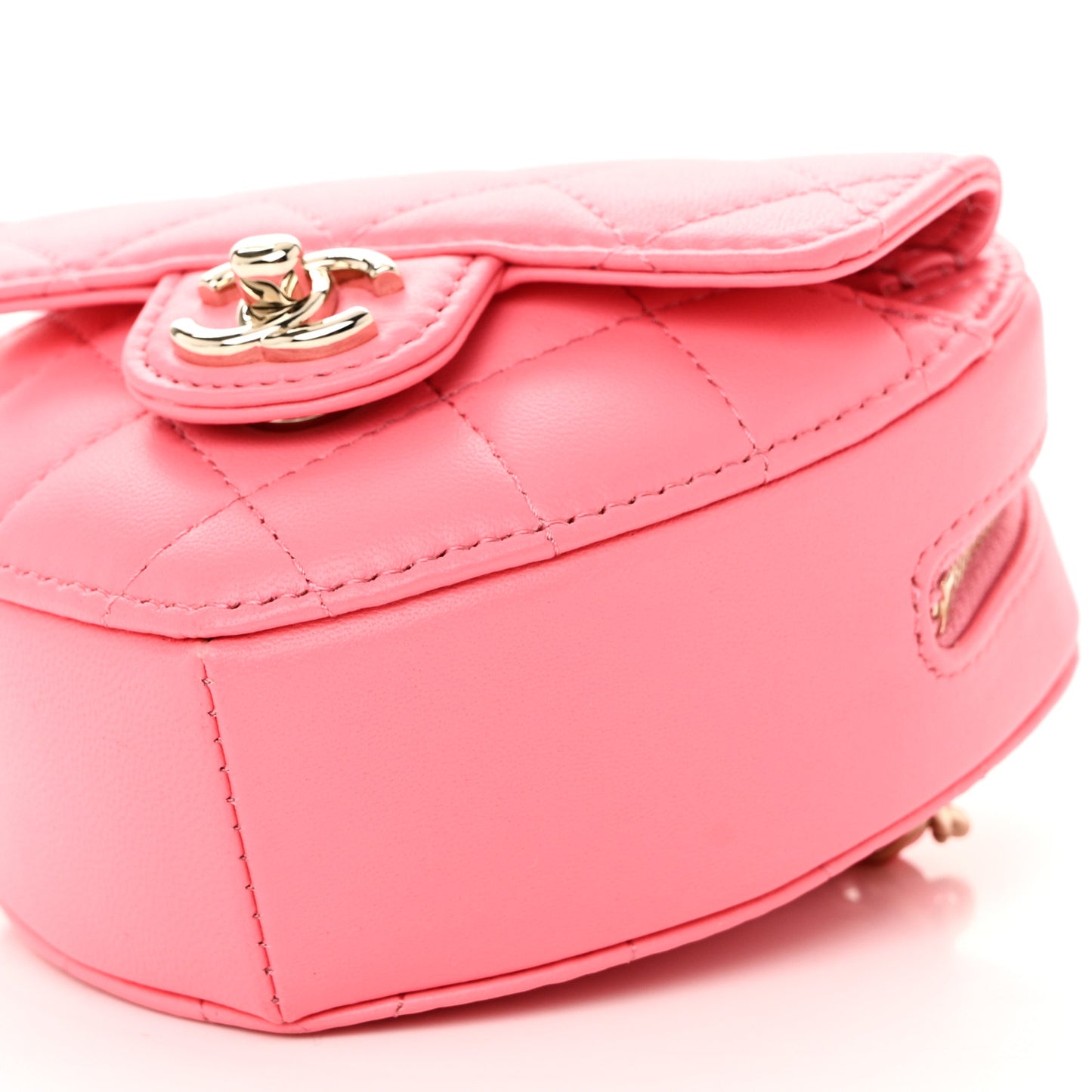Lambskin Quilted CC In Love Heart Clutch With Chain Pink