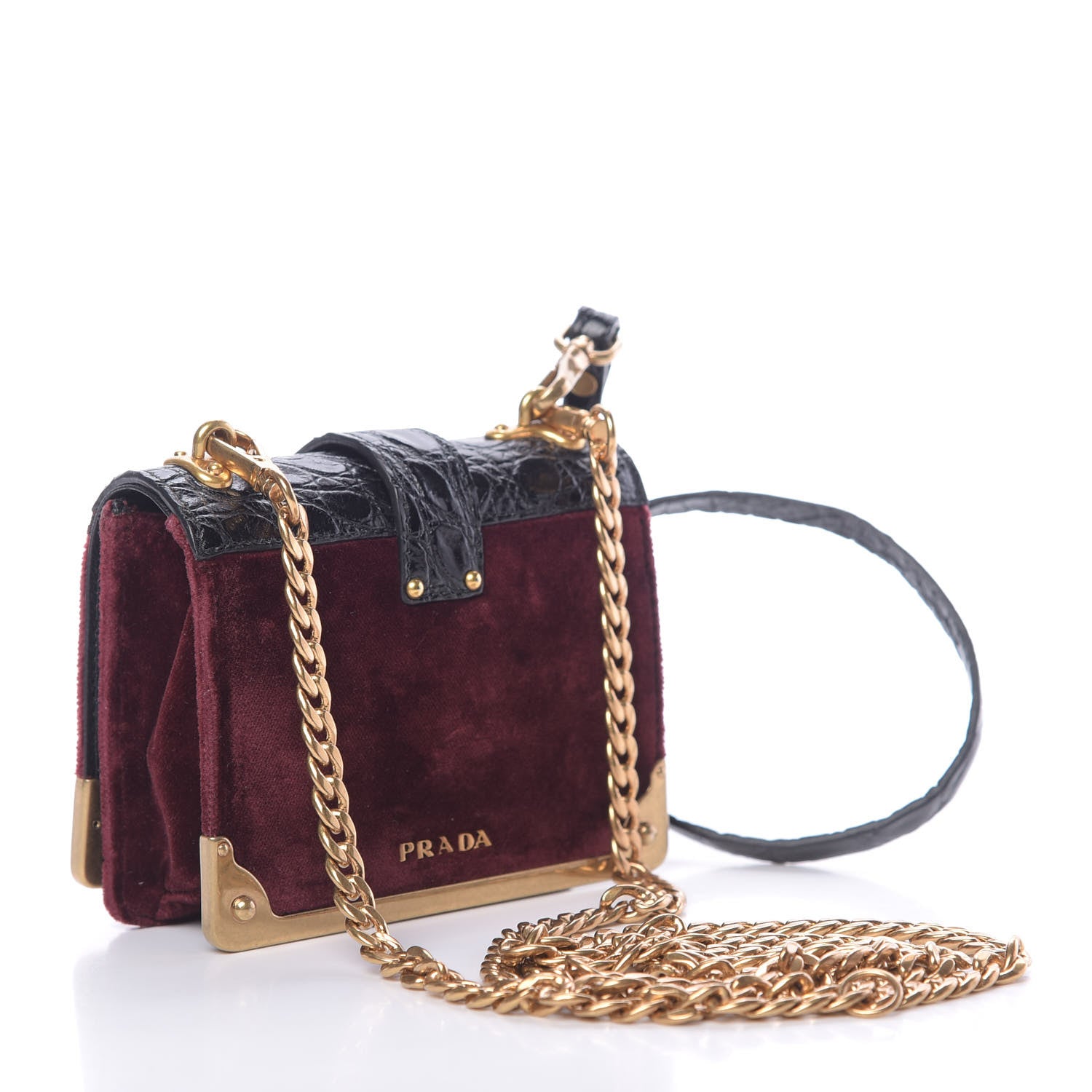 Prada Velvet Crocodile Micro Cahier Bag Ribes Black 3 of 11