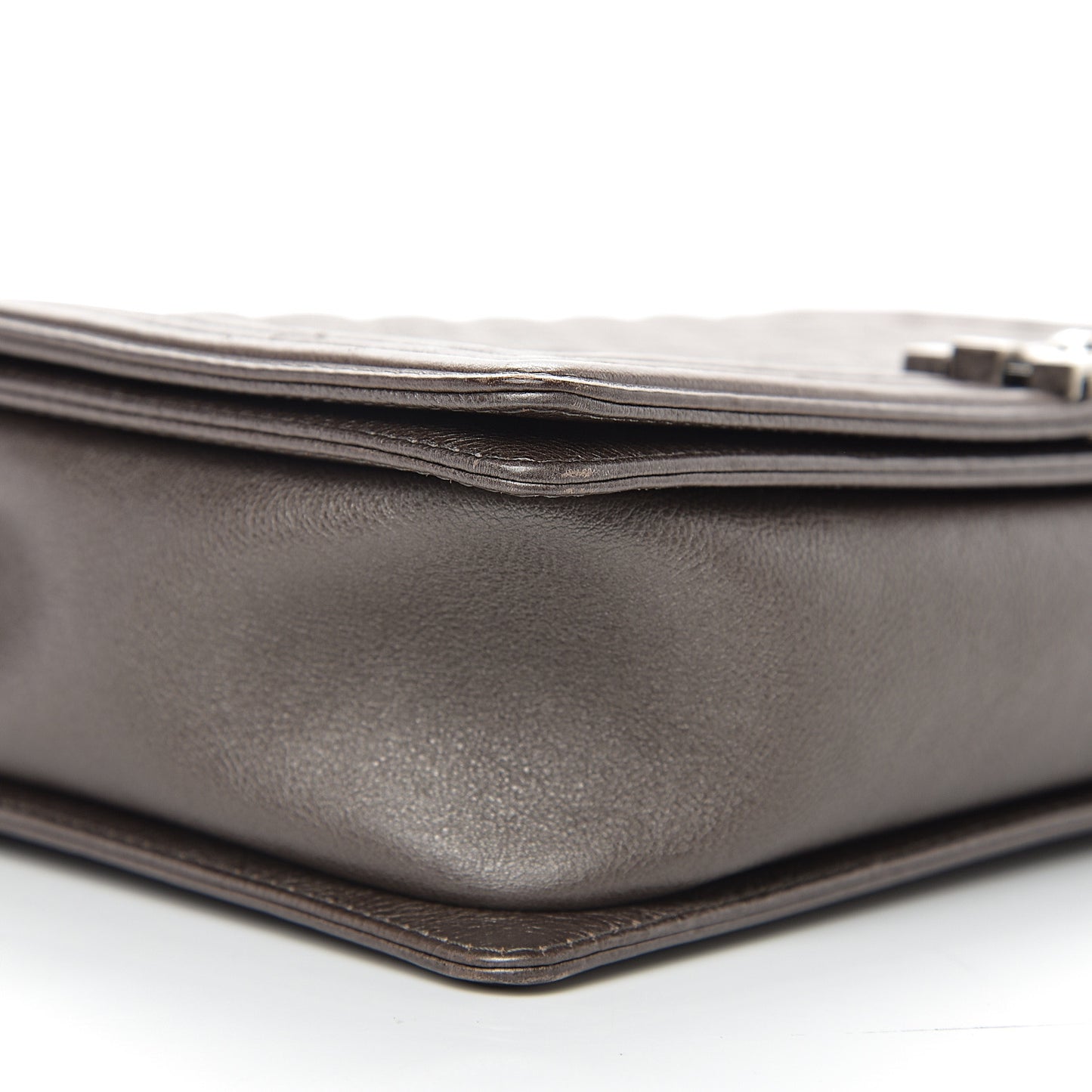 Calfskin Quilted Large Boy Flap Grey