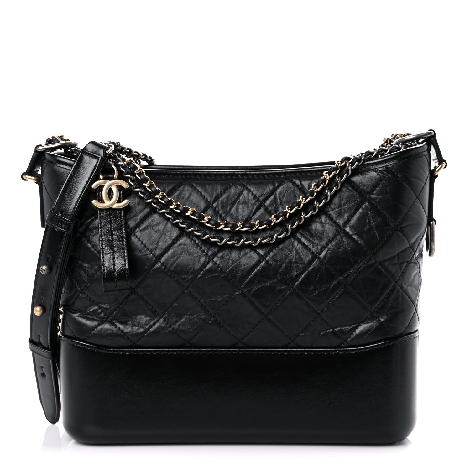 Chanel Aged Calfskin Quilted Medium Gabrielle Hobo Black 1 of 10
