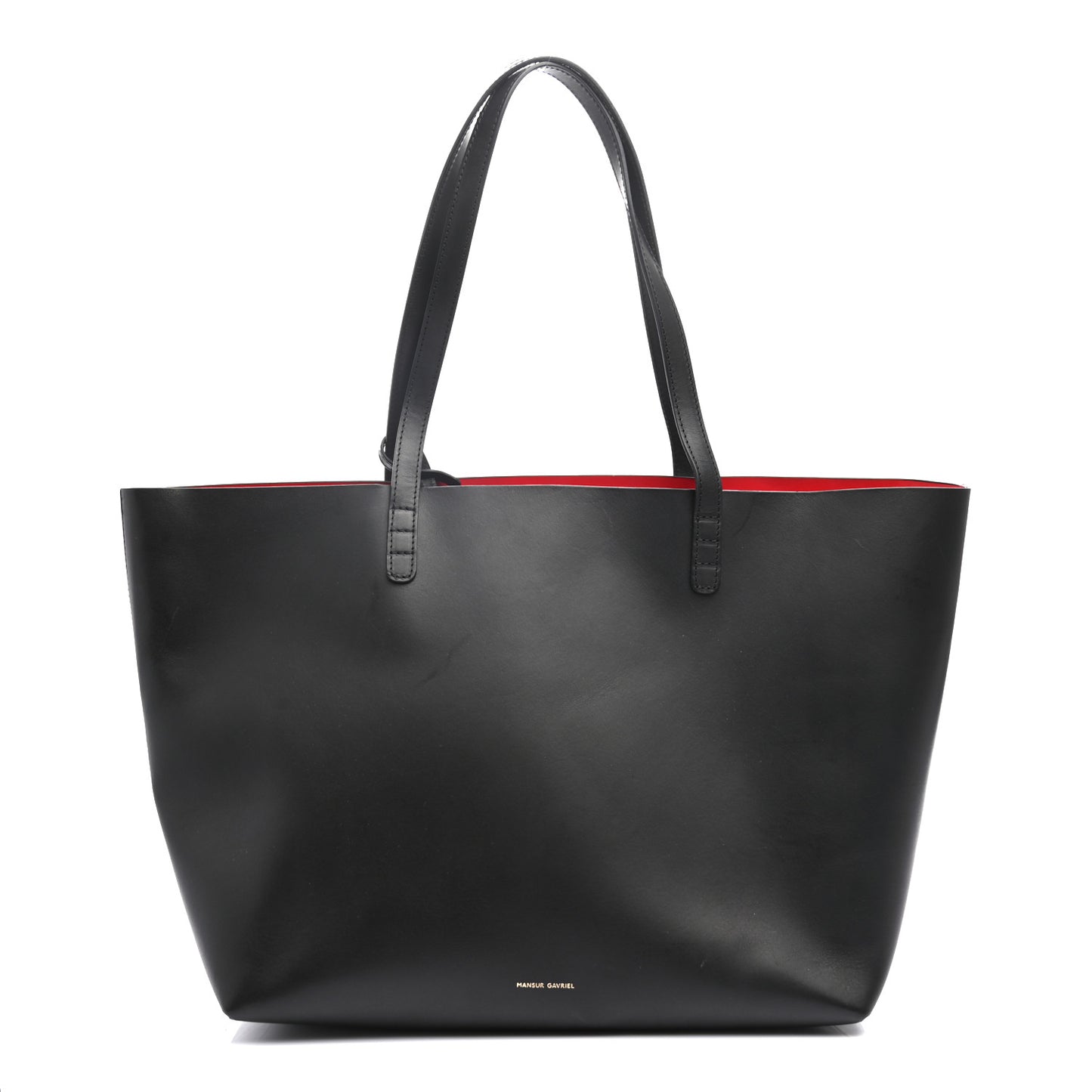 Calfskin Small Shopping Tote Black Flamma