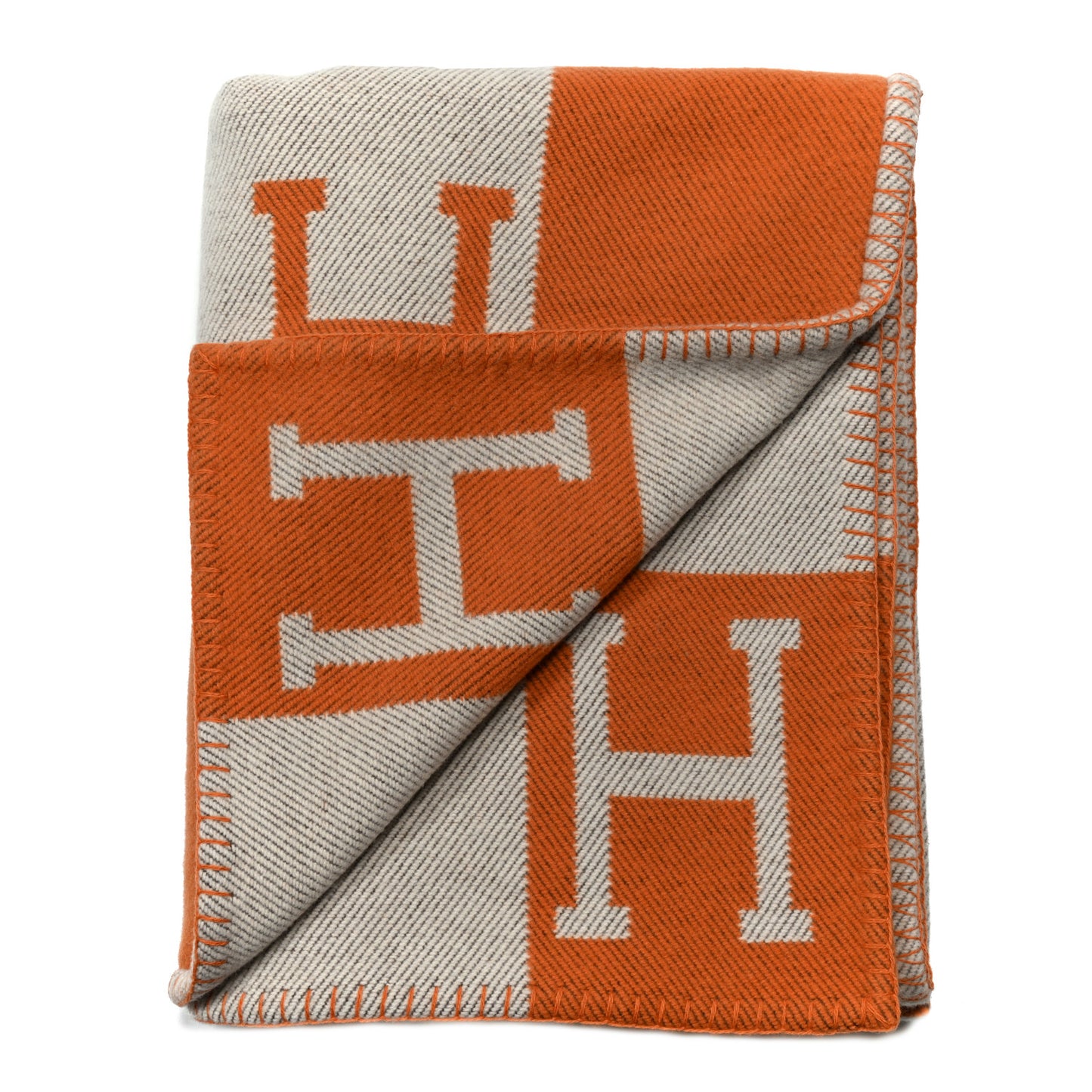Wool Cashmere Signature Classic Avalon Blanket Ecru Potiron