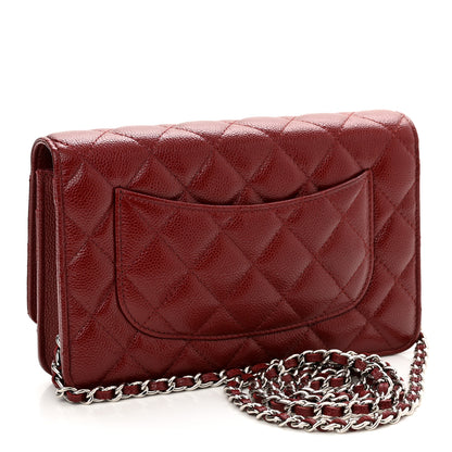 Chanel Caviar Quilted Wallet on Chain WOC Burgundy 3 of 13