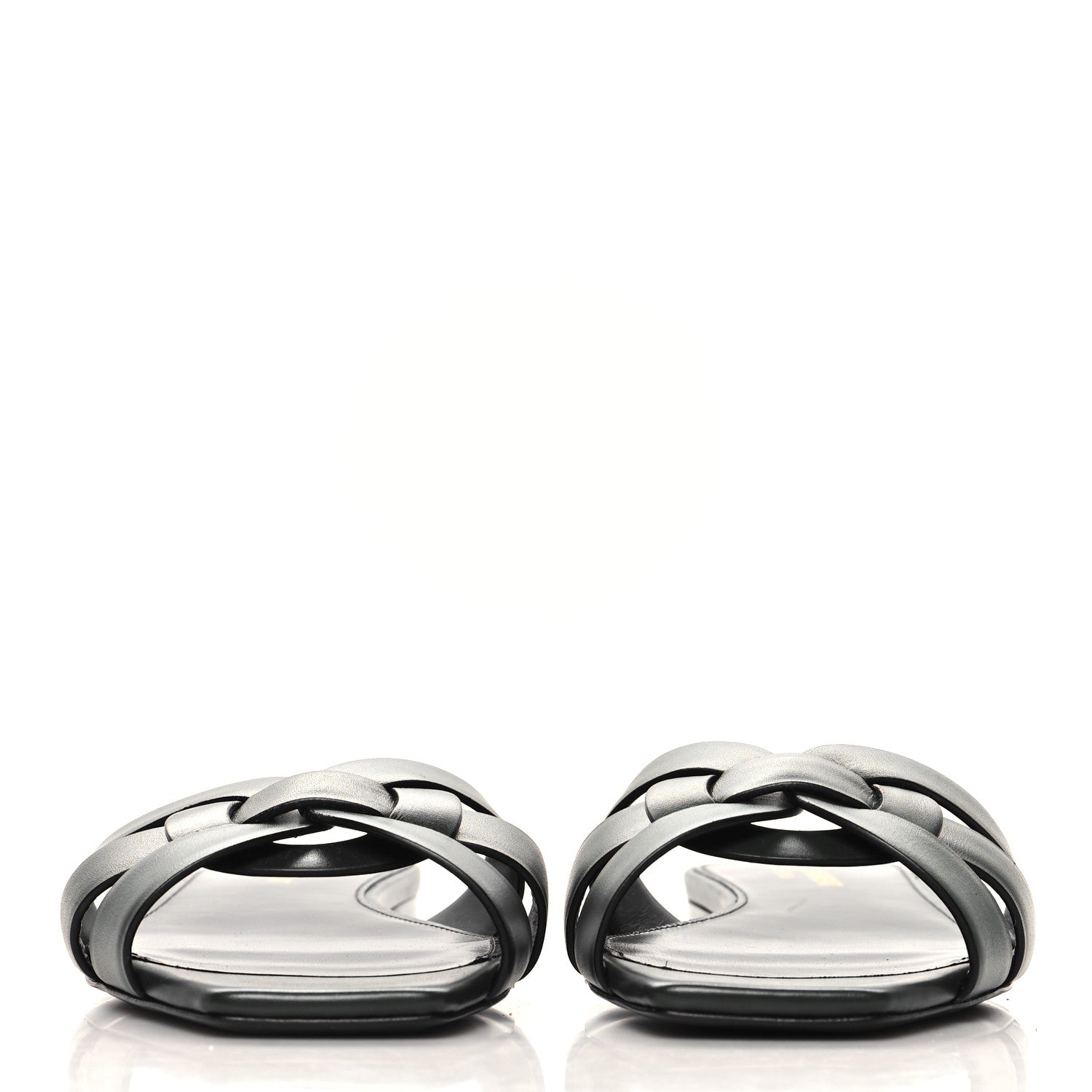 Saint Laurent Calfskin Tribute 05 Slide Sandals 37.5 Vert Fonce 3 of 10