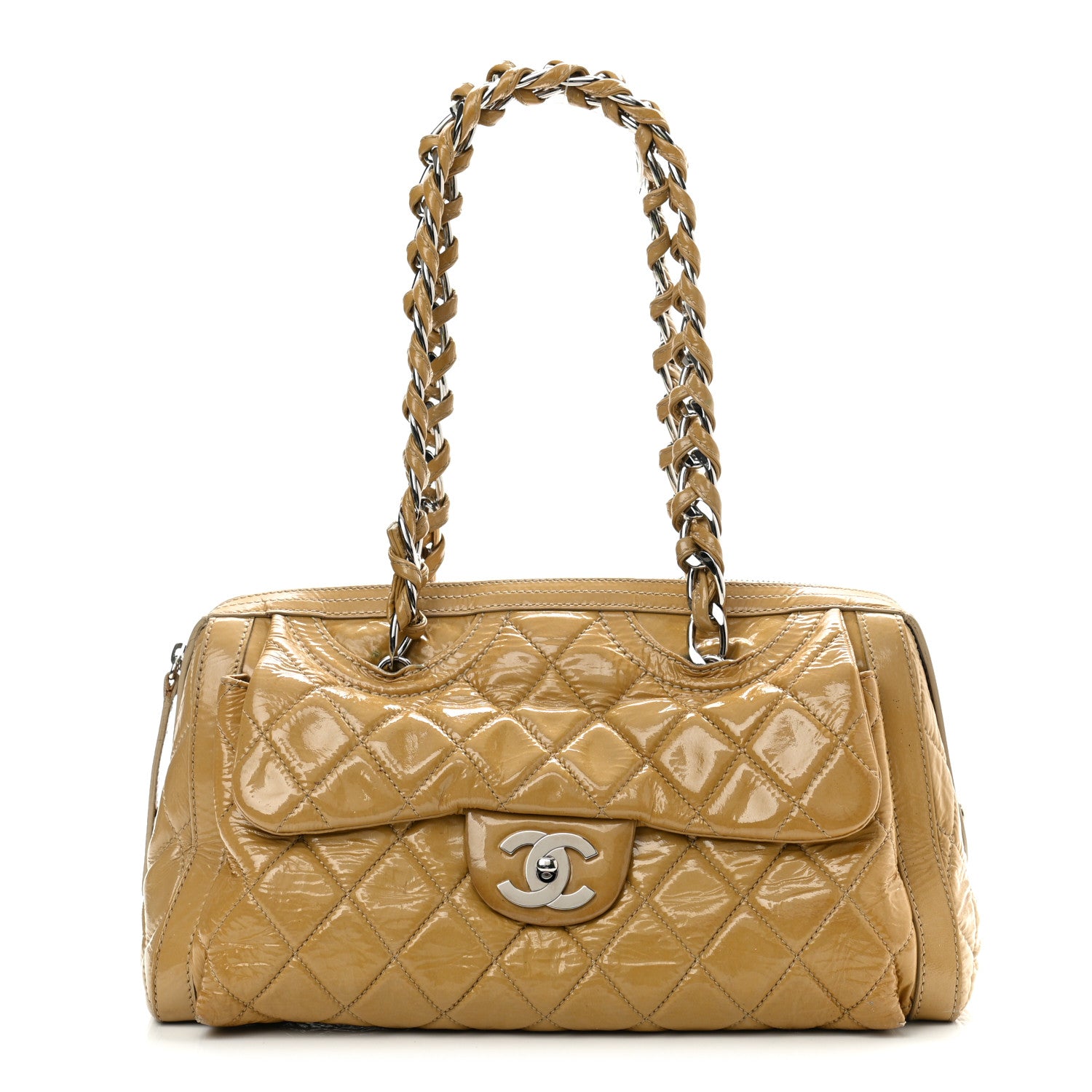 Chanel Patent Quilted Day Glo Flap Bag Beige 1 of 20