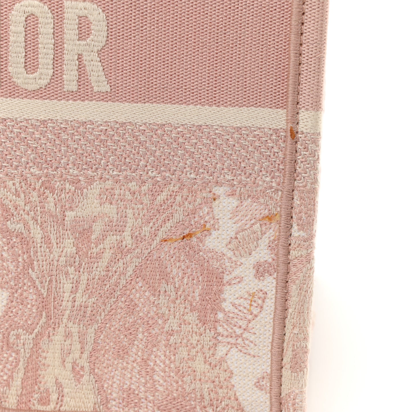 Canvas Toile De Jouy Embroidered Medium Book Tote Pink