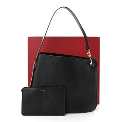 Salvatore Ferragamo Calfskin Minerva Hobo Black 11 of 11