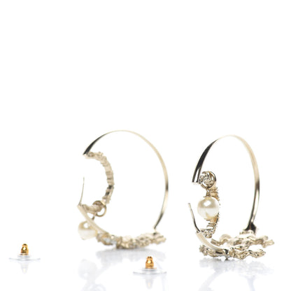 Chanel Crystal CC Camellia Express CC Drop Hoop Earrings Gold 3 of 6