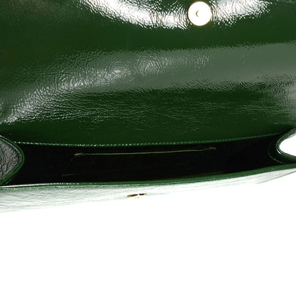 Saint Laurent Distressed Patent Small Belle De Jour Clutch Tartan Green 5 of 7