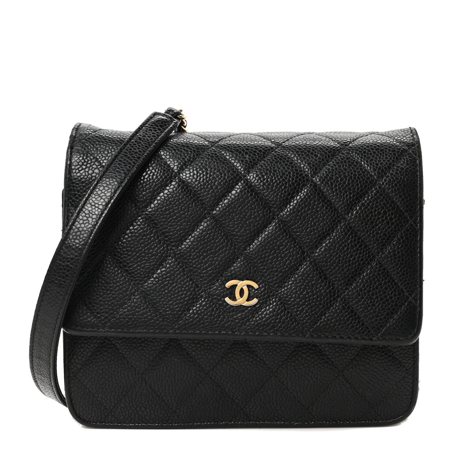Chanel Caviar Quilted Square Wallet On Chain WOC Black 1 of 11