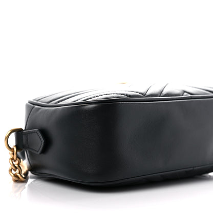 Gucci Calfskin Matelasse Small GG Marmont Chain Shoulder Bag Black 8 of 10