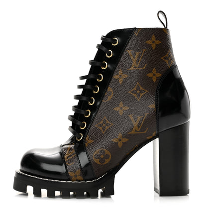 Louis Vuitton Patent Calfskin Monogram Star Trail Ankle Boots 36 Black 1 of 11
