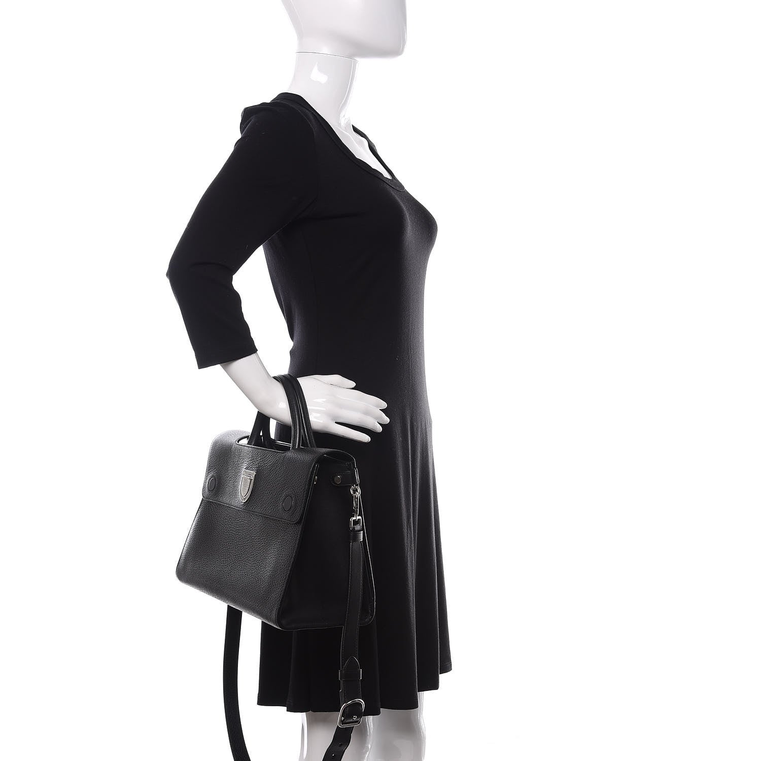 Christian Dior Grained Calfskin Medium Diorever Flap Black 2 of 10