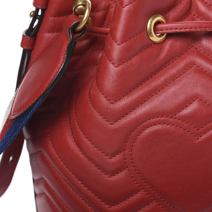 Gucci Calfskin Matelasse Sylvie Web GG Marmont Bucket Bag Hibiscus Red 15 of 15
