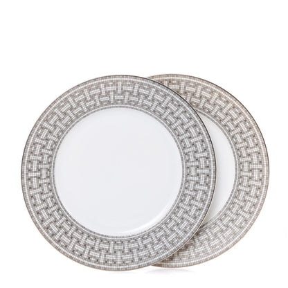 Hermes Porcelain Mosaique Au 24 Platine Dinner Plate Set of 2 1 of 6