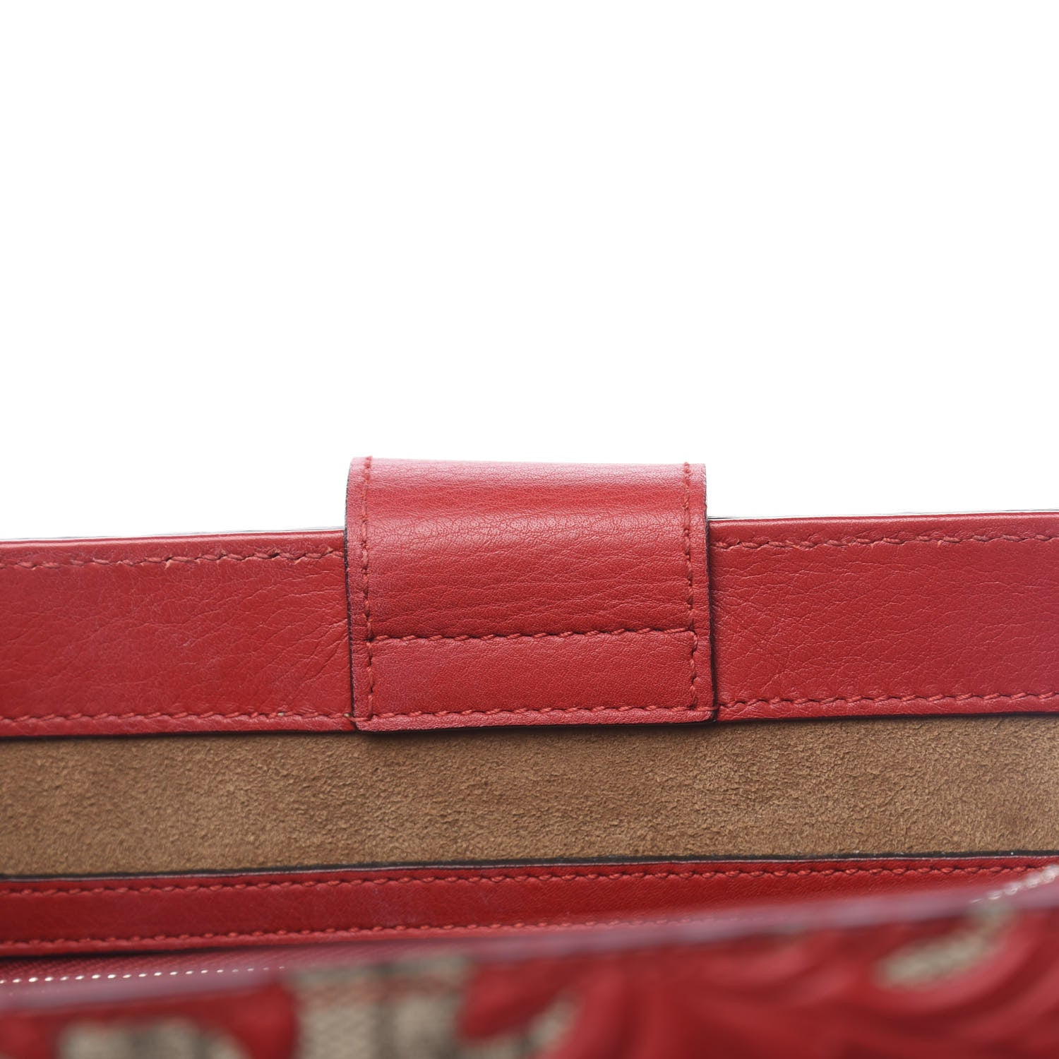 Gucci GG Supreme Monogram Arabesque Small Top Handle Bag Beige Hibiscus Red 10 of 12