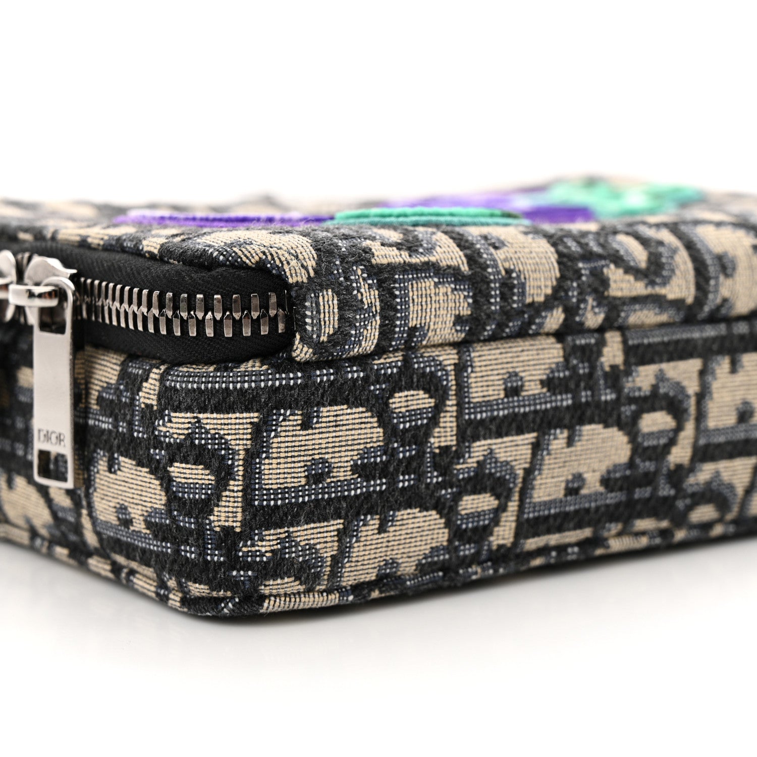 Christian Dior X KENNY SCHARF Oblique Canvas Embroidered Patches Crossbody Charcoal 10 of 11