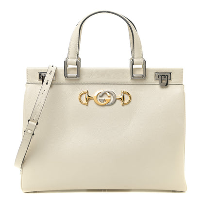 Gucci Grainy Calfskin Medium Zumi Top Handle Bag Mystic White 1 of 13