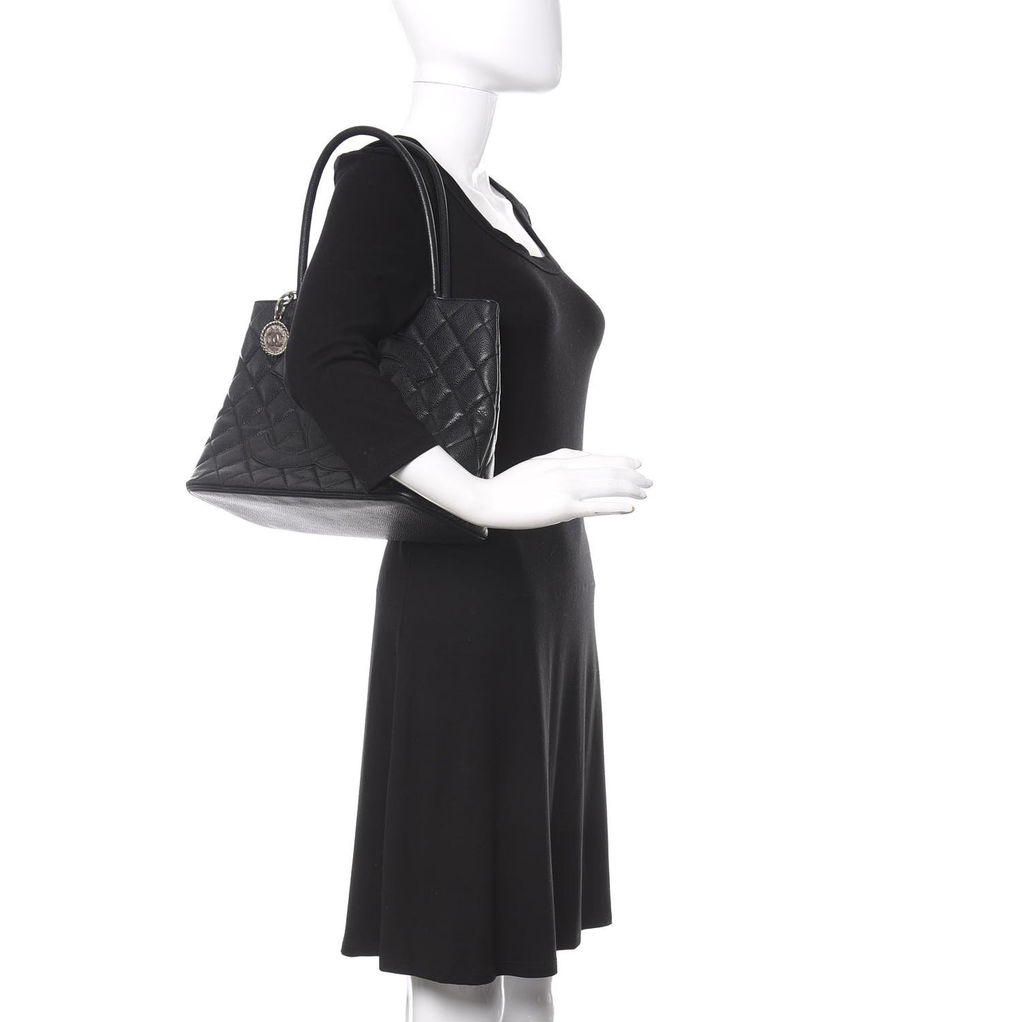Caviar Quilted Medallion Tote Black