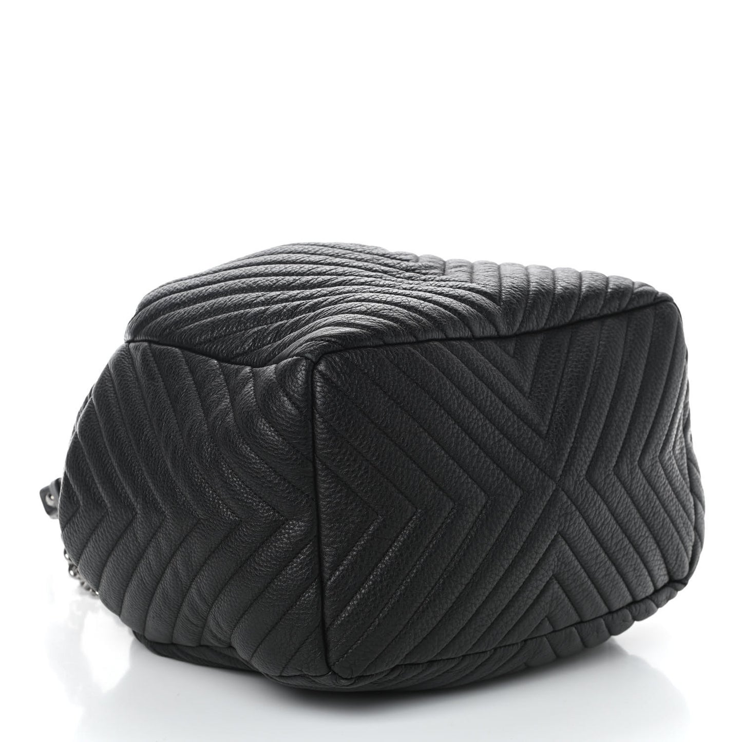 Deerskin Chevron Large CC Chain Bucket Drawstring Bag Black