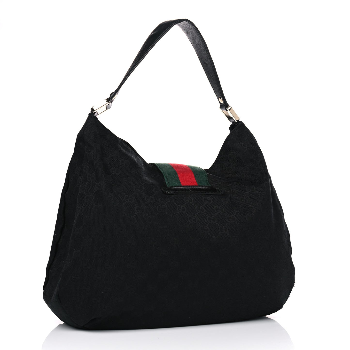 Monogram Large New Ladies Web Hobo Black