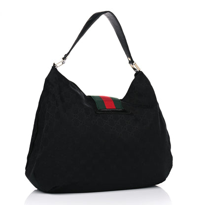 Gucci Monogram Large New Ladies Web Hobo Black 2 of 10