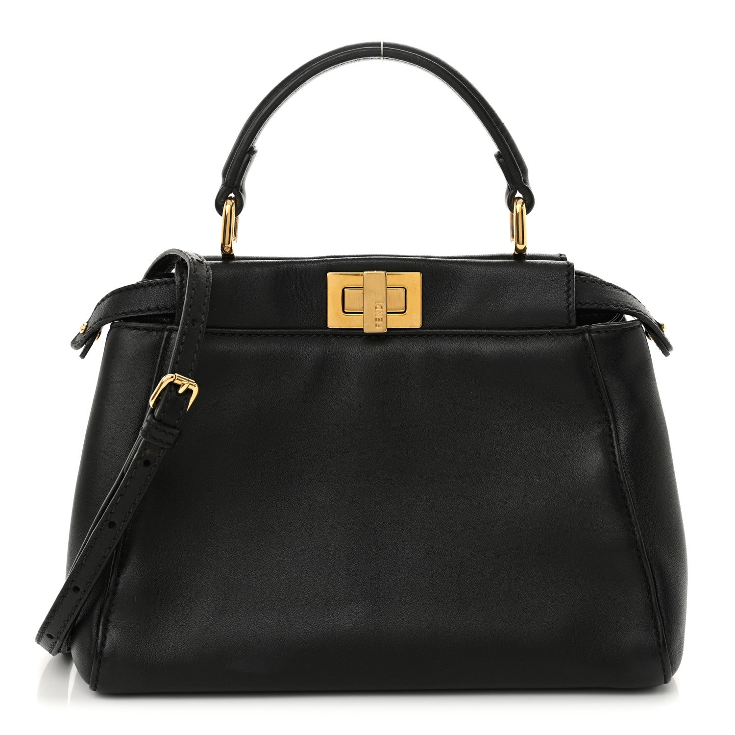 Fendi Nappa Mini Peekaboo Iconic Satchel Black 1 of 11