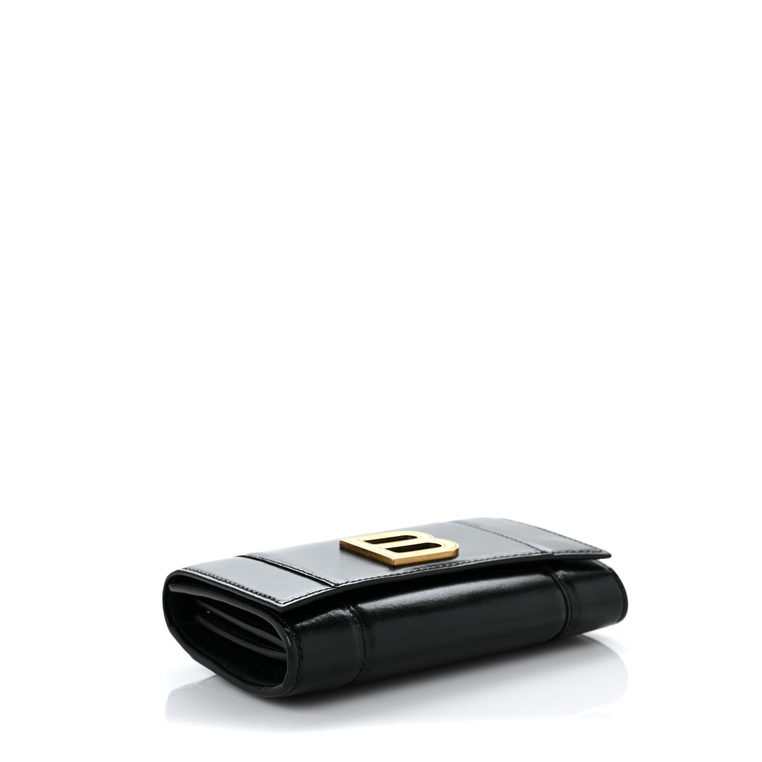 Balenciaga Shiny Box Calfskin Medium Hourglass Wallet Black 4 of 9