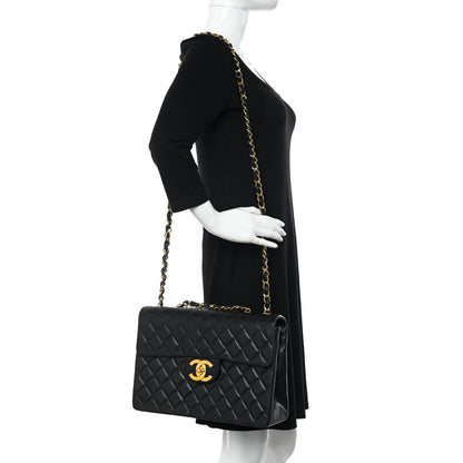 Chanel Lambskin Quilted XL Jumbo Single Flap Black 2 of 15
