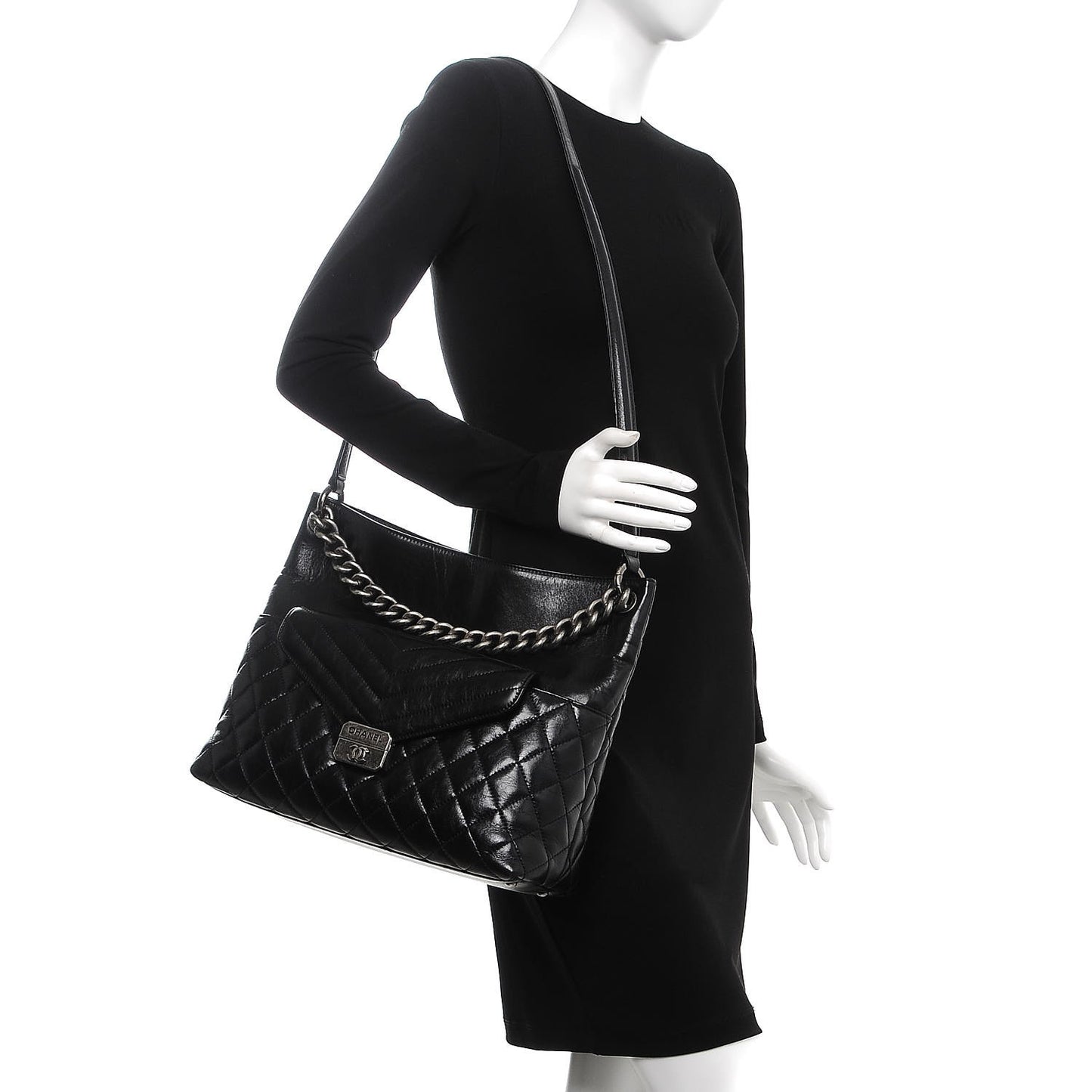 Aged Calfskin Quilted Mad About Quilting Hobo Black